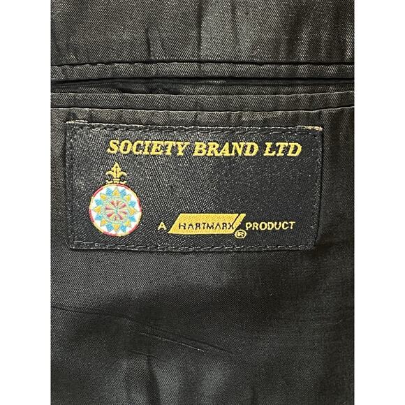 Vtg Society Brand by Hartmarx 44R Gray with Blue Red Chalk Stripe Blazer Jacket - Picture 15 of 16